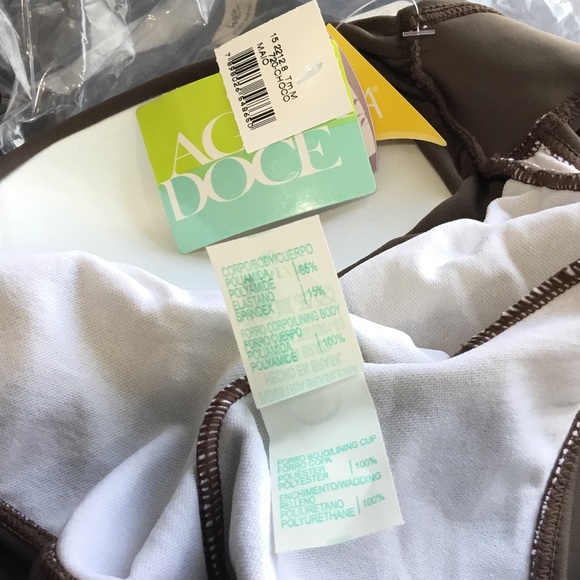 AGUA DOCE Chocolate Swimsuit Halter Medium Made in Brazil NEW - Picture 14 of 16